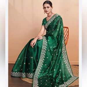 Pre-Stitched Saree - Embroidered, Wedding Wear